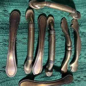Eight Brass Cabinet Pulls...Various Patterns